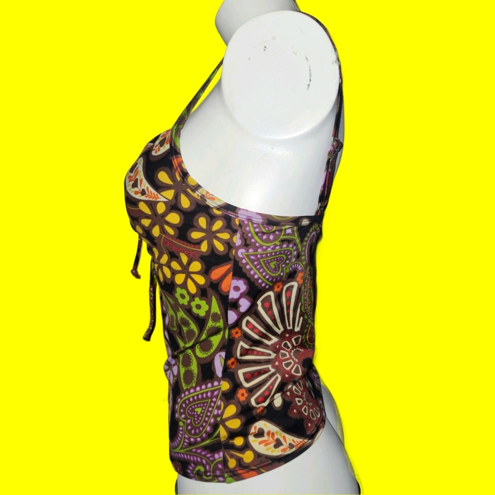 Y2K Victoria's Secret 70's Boho Paisley Tankini Top Bathing Suit Top 34B - Picture 5 of 9